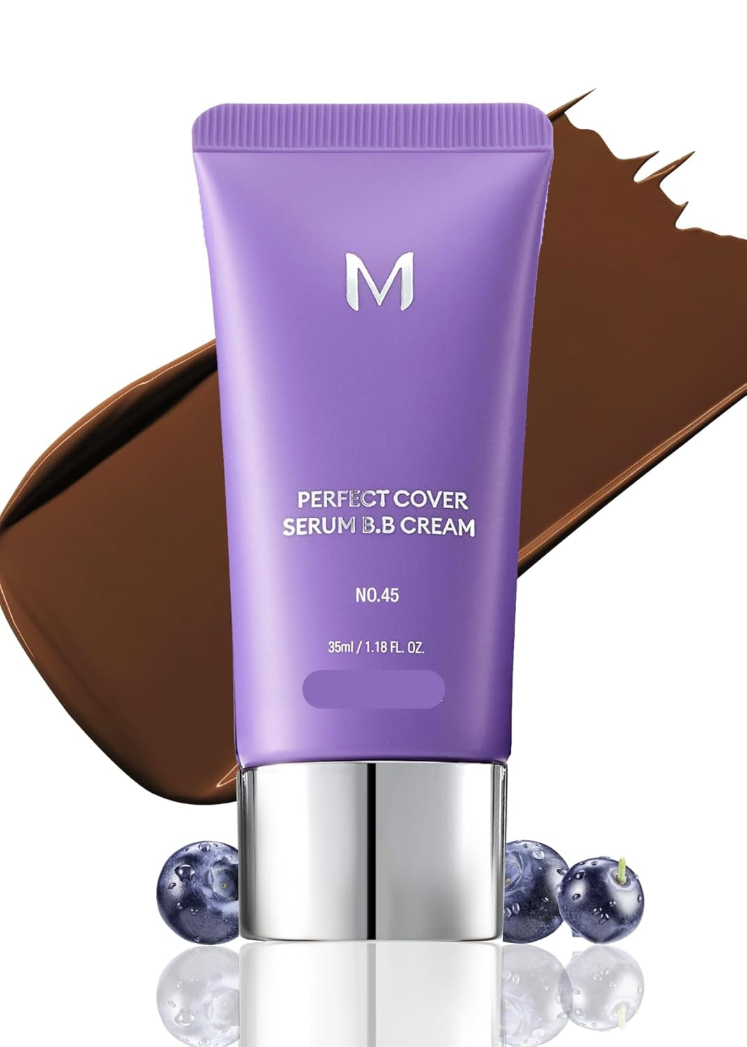 M PERFECT COVER SERUM BB CREAM No.45 Deep Mocha- Deep with Cool Undertone, BB Cream by Cardi B Pick, Skin Tint, Tinted Moisturizer, Skin Care Foundation Makeup, Korean Makeup, 1.18 Fl oz