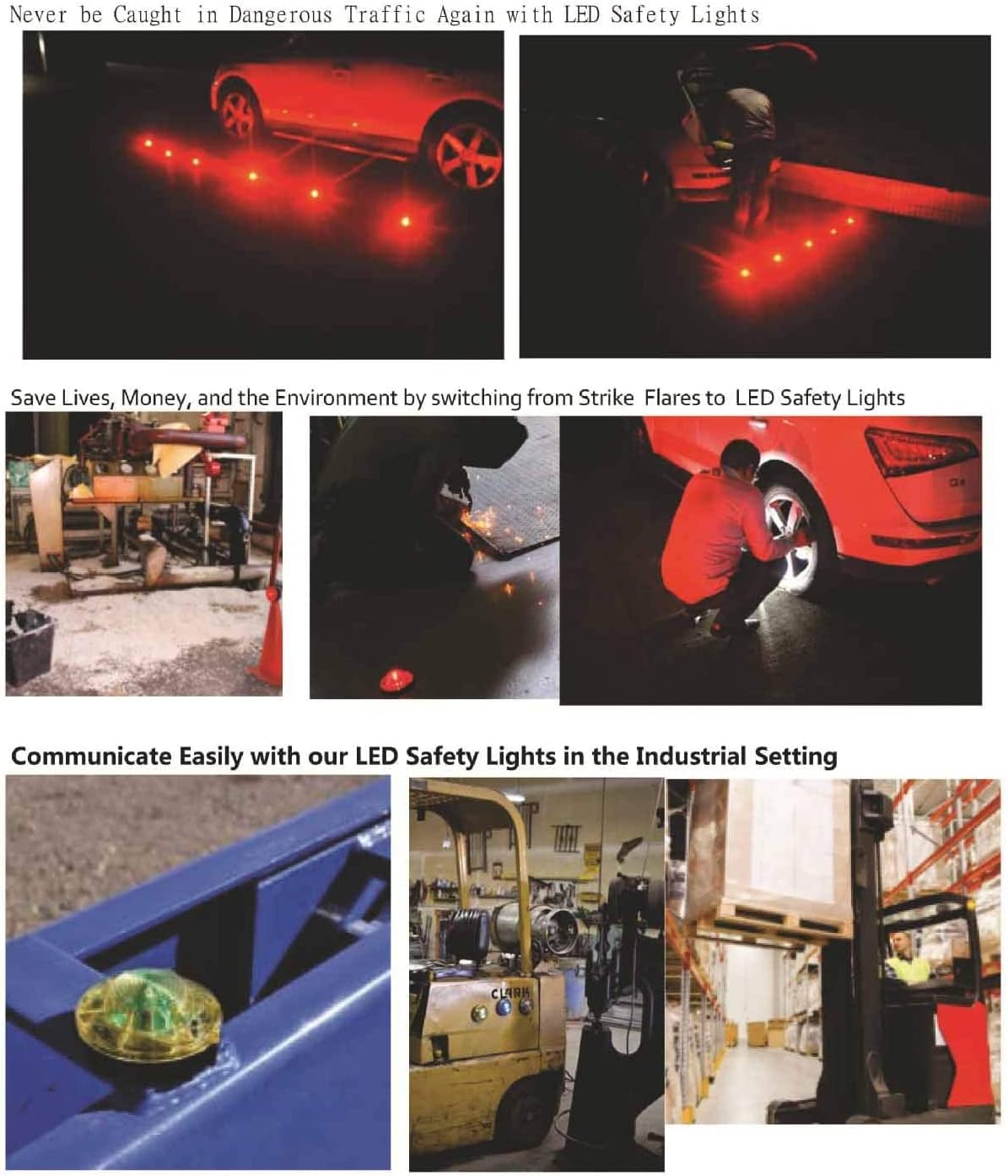 3 Pack LED Road Flares Roadside Flashing Emergency Lights Beacon luminous with Magnetic Base for Vehicle and Outdoor Sports.(Red)