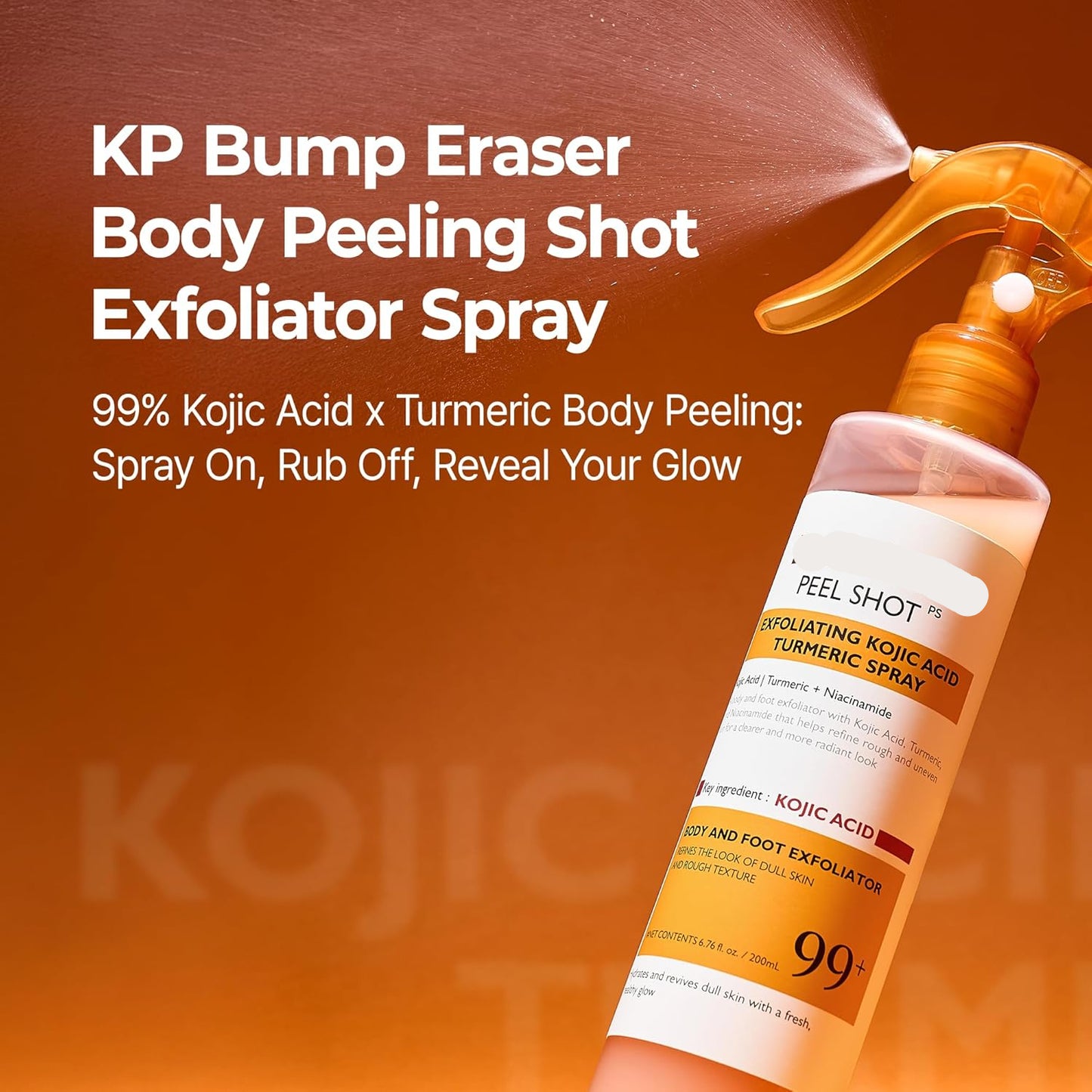 Body Keratin Care Kojic Acid Turmeric Spray Gently Exfoliating Peeling Solution Korean Skincare All Skin Types 200ml